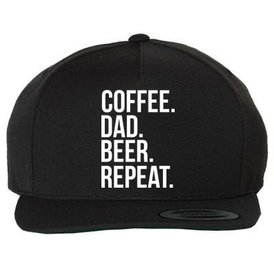 Coffee. Dad. Beer. Repeat. Funny Wool Snapback Cap