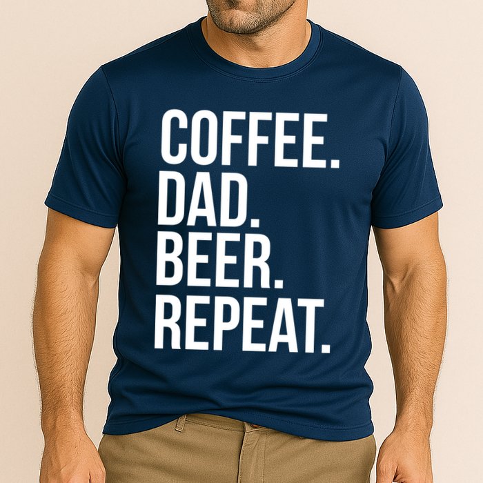 Coffee. Dad. Beer. Repeat. Funny Performance Shirt