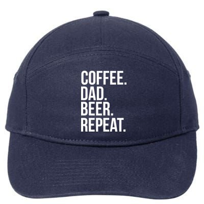 Coffee. Dad. Beer. Repeat. Funny 7-Panel Snapback Hat