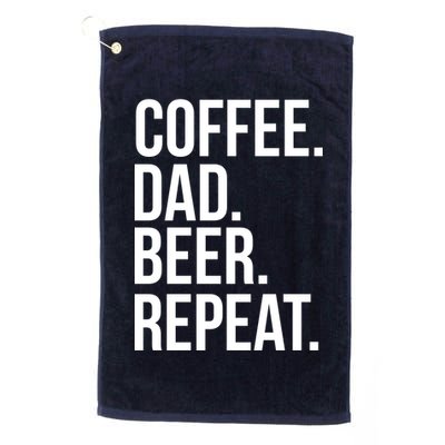 Coffee. Dad. Beer. Repeat. Funny Golf Towel