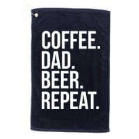 Coffee. Dad. Beer. Repeat. Funny Golf Towel