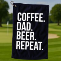 Coffee. Dad. Beer. Repeat. Funny Golf Towel