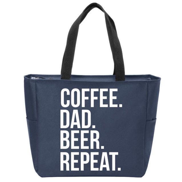 Coffee. Dad. Beer. Repeat. Funny Zip Tote Bag