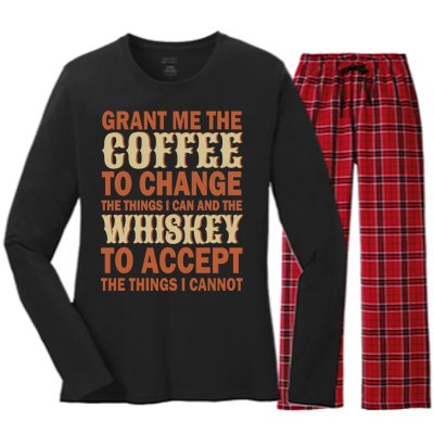 Coffee And Whiskey Women's Long Sleeve Flannel Pajama Set 