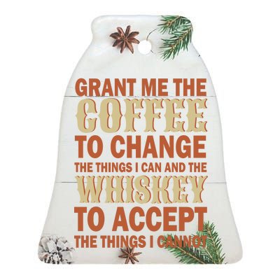 Coffee And Whiskey Ceramic Bell Ornament