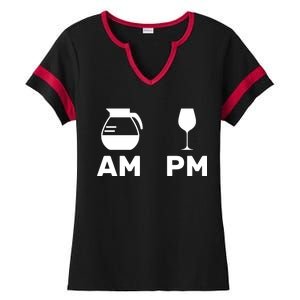 Coffee and Wine Ladies Halftime Notch Neck Tee