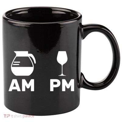 Coffee and Wine 11oz C Handle Ceramic Mug