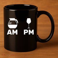 Coffee and Wine 11oz C Handle Ceramic Mug