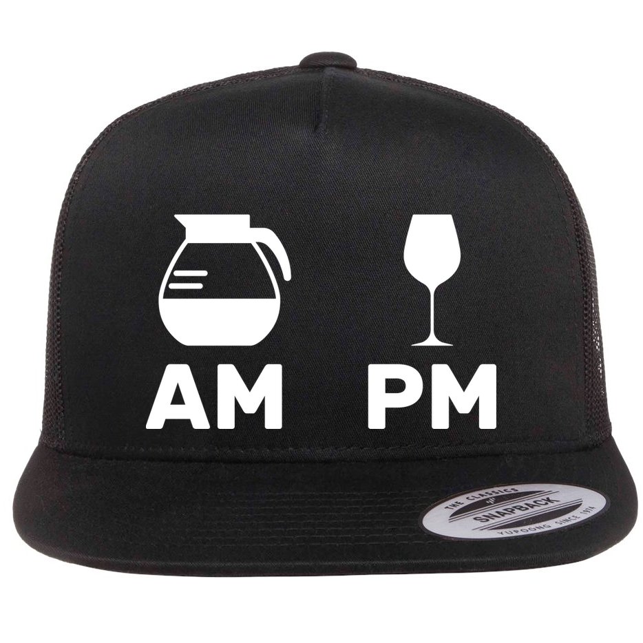 Coffee and Wine Flat Bill Trucker Hat