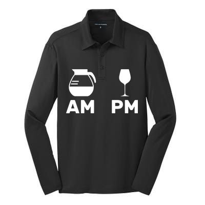 Coffee and Wine Silk Touch Performance Long Sleeve Polo