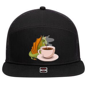 Coffee Caffeine Dragon 7 Panel Mesh Trucker Snapback Hat