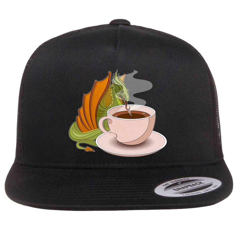 Coffee Caffeine Dragon Flat Bill Trucker Hat