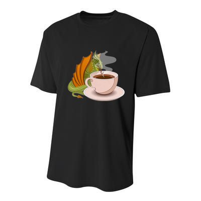 Coffee Caffeine Dragon Youth Performance Sprint T-Shirt
