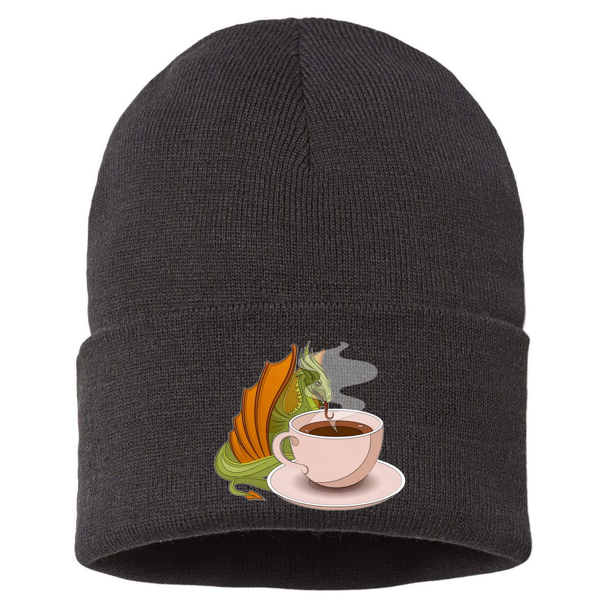 Coffee Caffeine Dragon Sustainable Knit Beanie