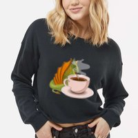 Coffee Caffeine Dragon Cropped Pullover Crew