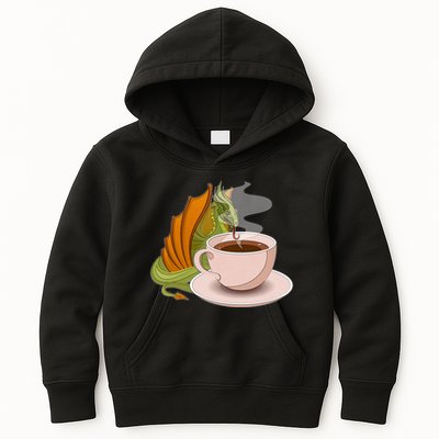 Coffee Caffeine Dragon Kids Hoodie