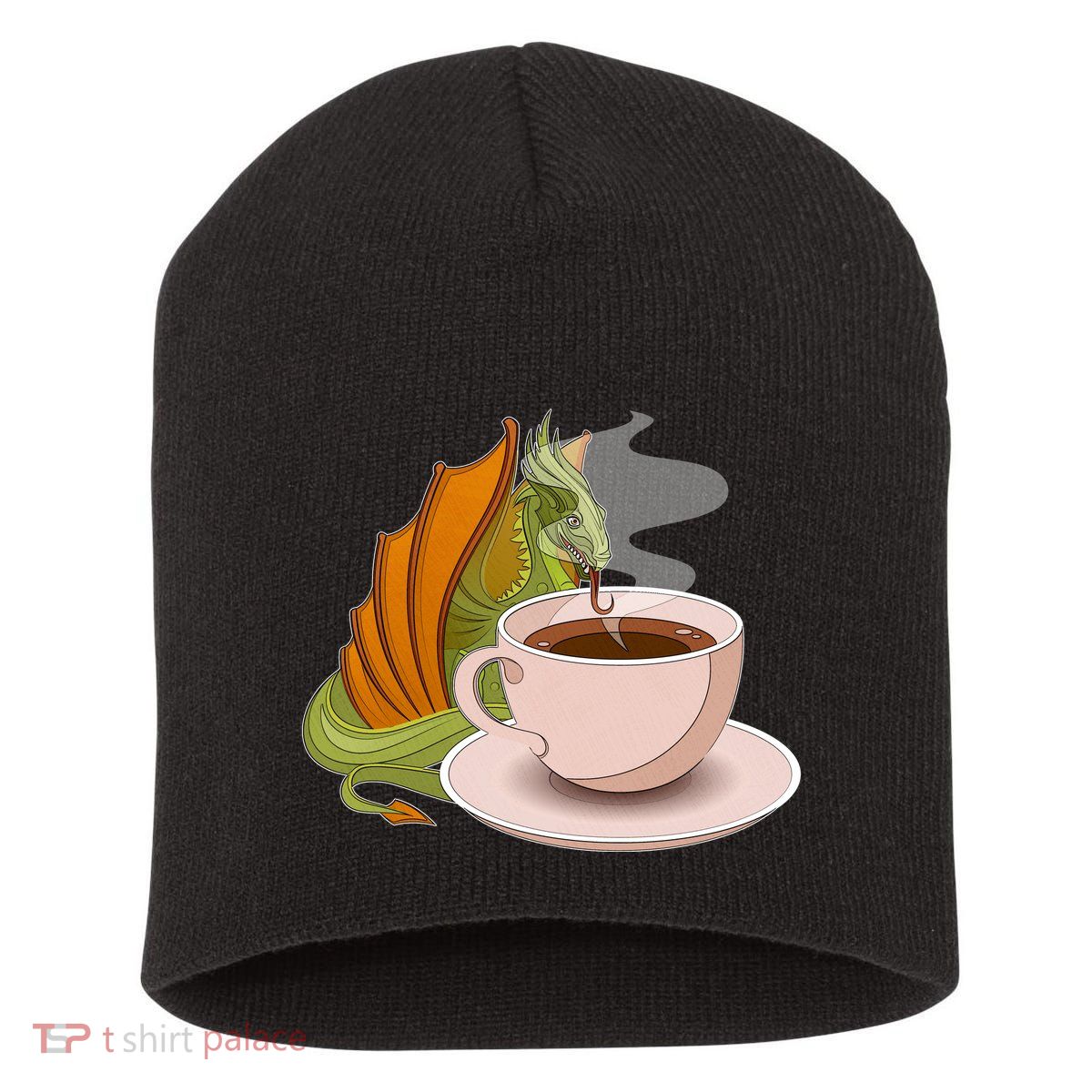 Coffee Caffeine Dragon Short Acrylic Beanie