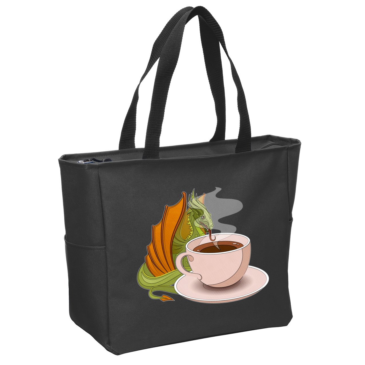 Coffee Caffeine Dragon Zip Tote Bag