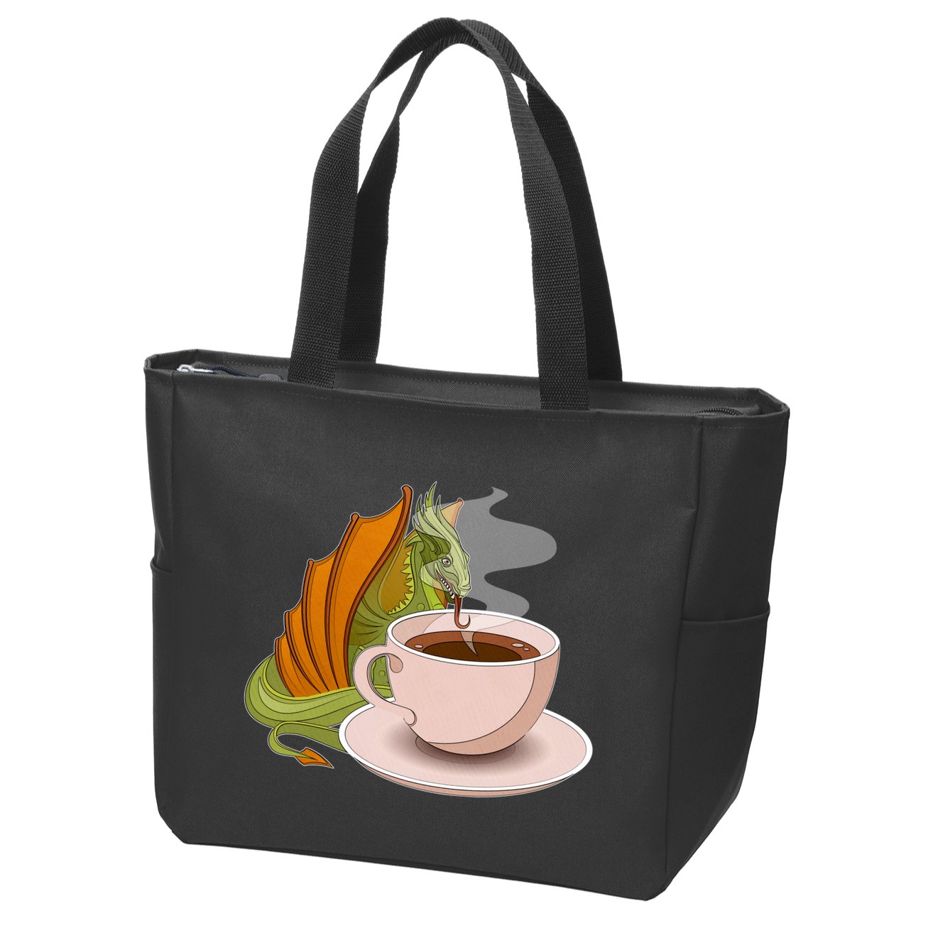 Coffee Caffeine Dragon Zip Tote Bag