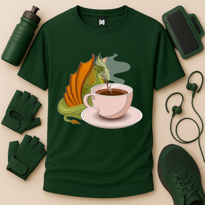 Coffee Caffeine Dragon Cooling Performance Crew T-Shirt