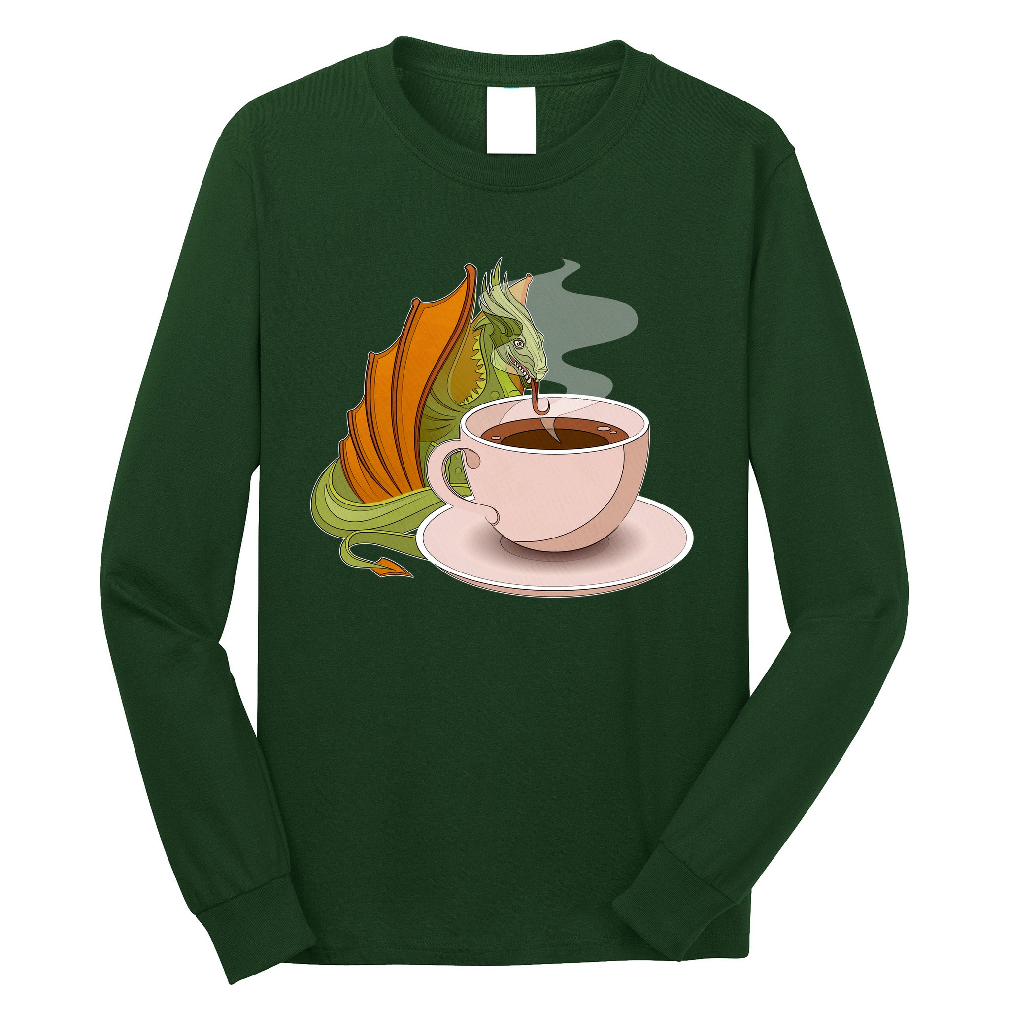 Coffee Caffeine Dragon Long Sleeve Shirt