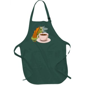 Coffee Caffeine Dragon Full-Length Apron With Pockets