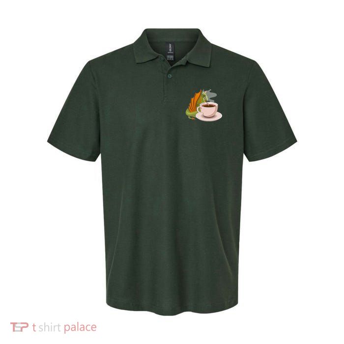 Coffee Caffeine Dragon Softstyle Adult Sport Polo