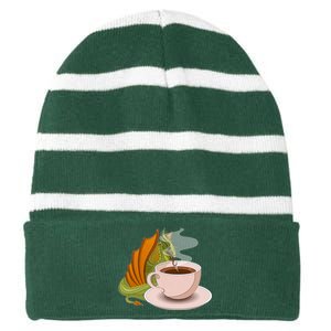 Coffee Caffeine Dragon Striped Beanie with Solid Band