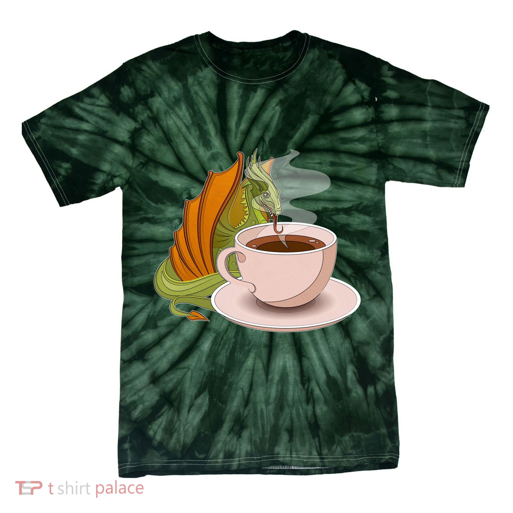 Coffee Caffeine Dragon Tie-Dye T-Shirt