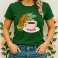 Coffee Caffeine Dragon Womens T-Shirt