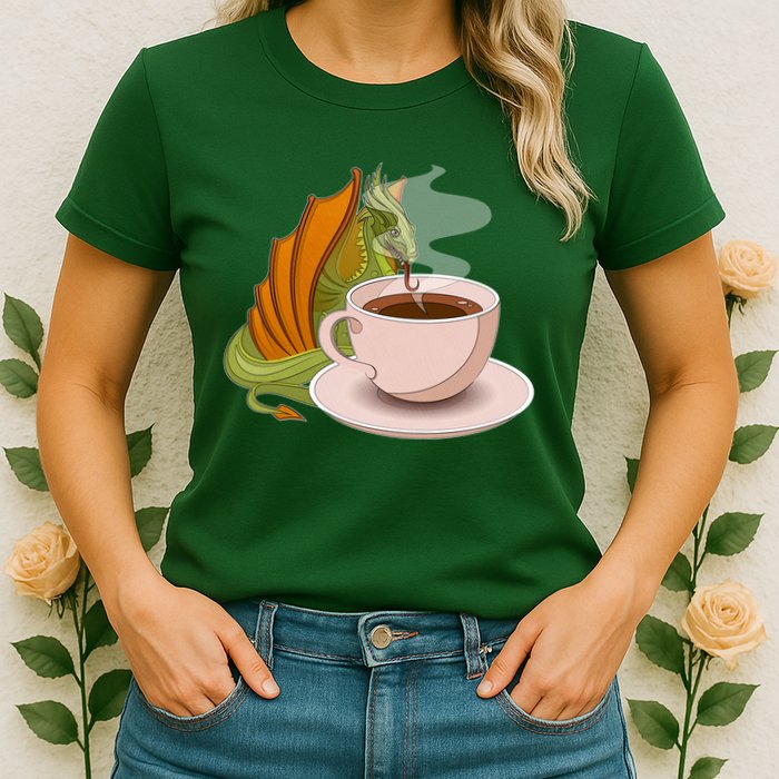 Coffee Caffeine Dragon Womens T-Shirt