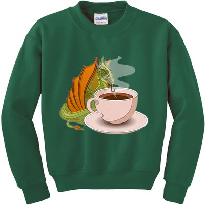 Coffee Caffeine Dragon Kids Sweatshirt