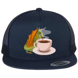 Coffee Caffeine Dragon Flat Bill Trucker Hat