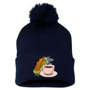 Coffee Caffeine Dragon Pom Pom 12in Knit Beanie