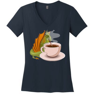 Coffee Caffeine Dragon Women's V-Neck T-Shirt