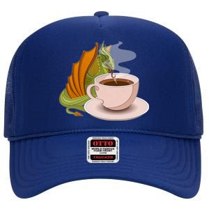 Coffee Caffeine Dragon High Crown Mesh Back Trucker Hat