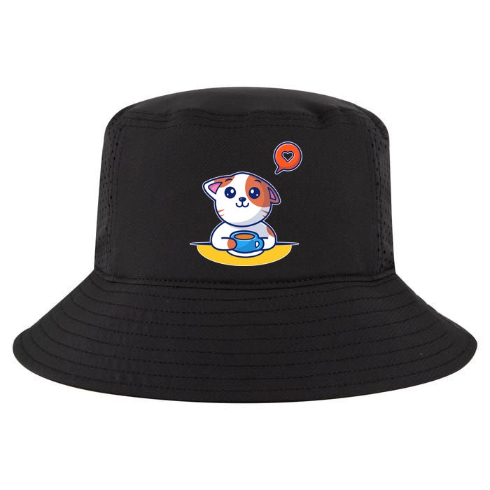 Coffee Cat Hollow Heart Cool Comfort Performance Bucket Hat