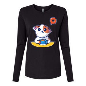 Coffee Cat Hollow Heart Womens Cotton Relaxed Long Sleeve T-Shirt