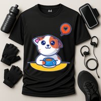 Coffee Cat Hollow Heart Cooling Performance Crew T-Shirt