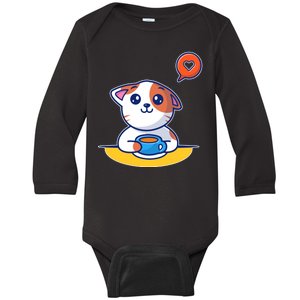 Coffee Cat Hollow Heart Baby Long Sleeve Bodysuit