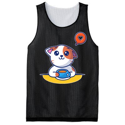 Coffee Cat Hollow Heart Mesh Reversible Basketball Jersey Tank