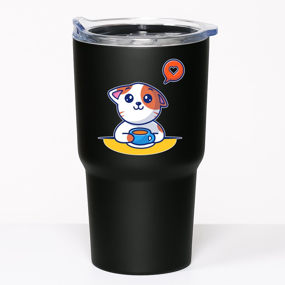 Coffee Cat Hollow Heart Tumbler