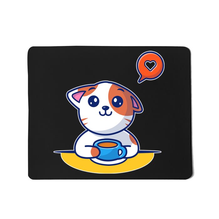 Coffee Cat Hollow Heart Mousepad