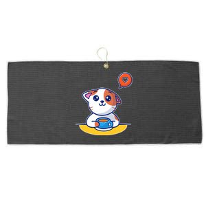 Coffee Cat Hollow Heart Large Microfiber Waffle Golf Towel