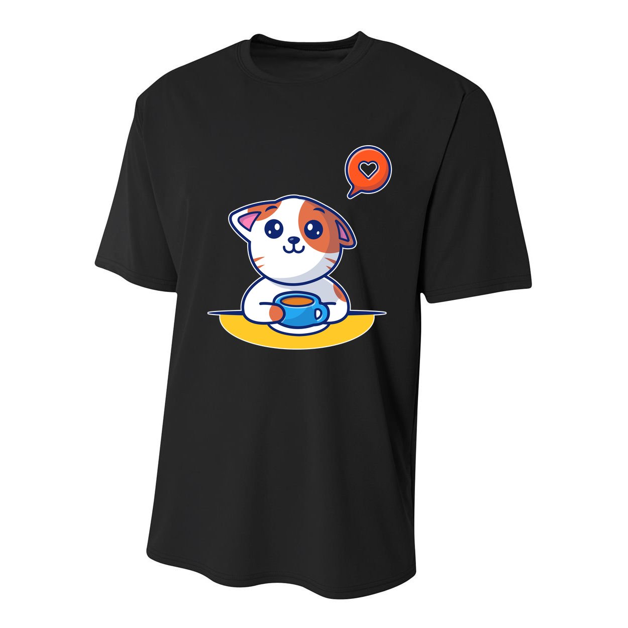 Coffee Cat Hollow Heart Youth Performance Sprint T-Shirt
