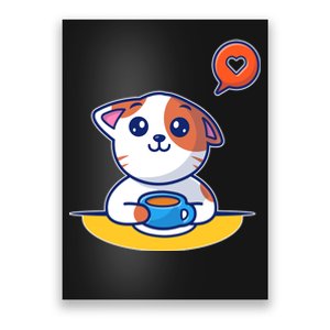 Coffee Cat Hollow Heart Poster