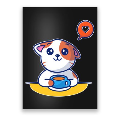 Coffee Cat Hollow Heart Poster