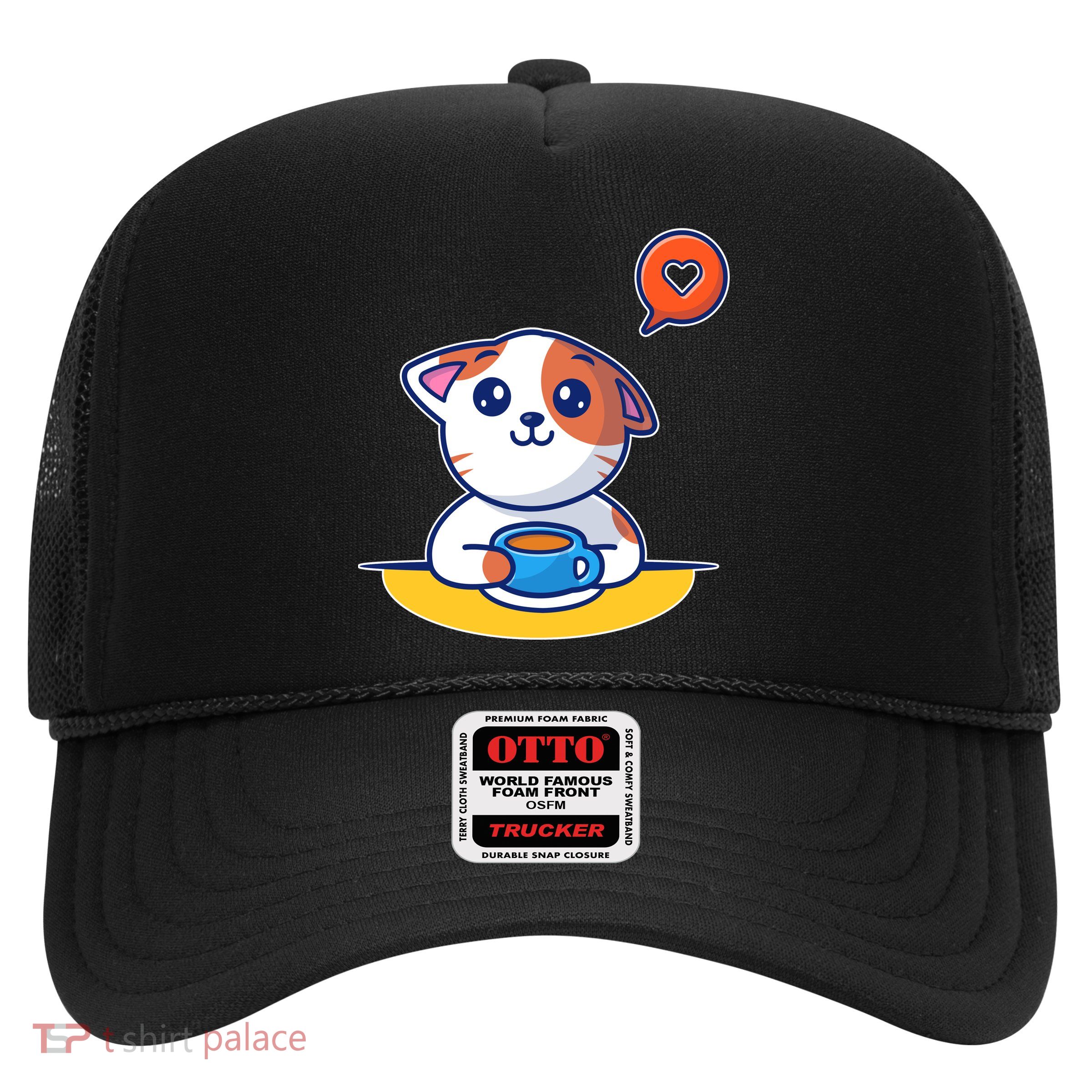 Coffee Cat Hollow Heart Trucker Hat