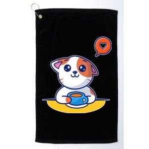 Coffee Cat Hollow Heart Platinum Collection Golf Towel