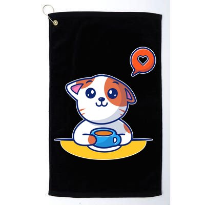 Coffee Cat Hollow Heart Golf Towel